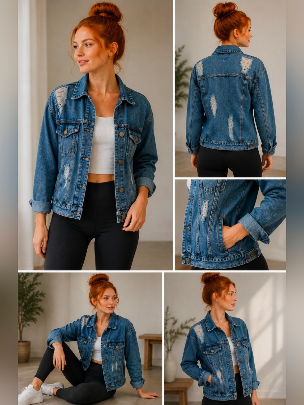 Forever 21 distressed jean jacket with breast and side pockets. Oversized Sz S